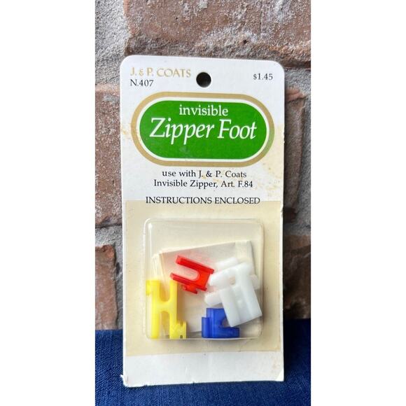 Vintage J & P Coats Invisible Zipper Foot N 407 NIB - Picture 1 of 6